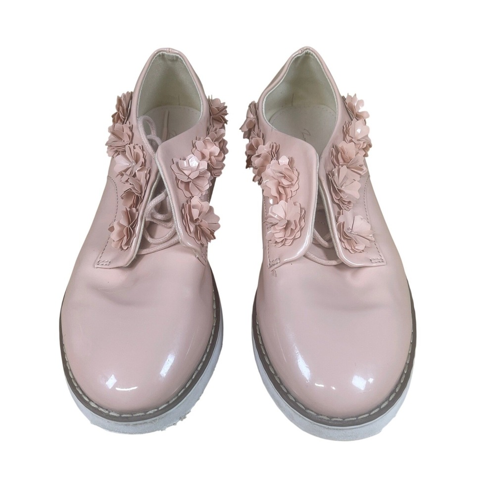Zara Girls Flower Oxford Dress Shoes Pink Size 6